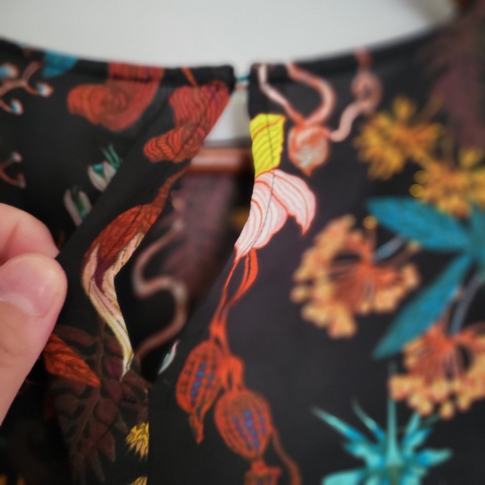 H&M multicolor botanical garden floral long sleeved‎ blouse Tunic Top Size 14 - Picture 7 of 12